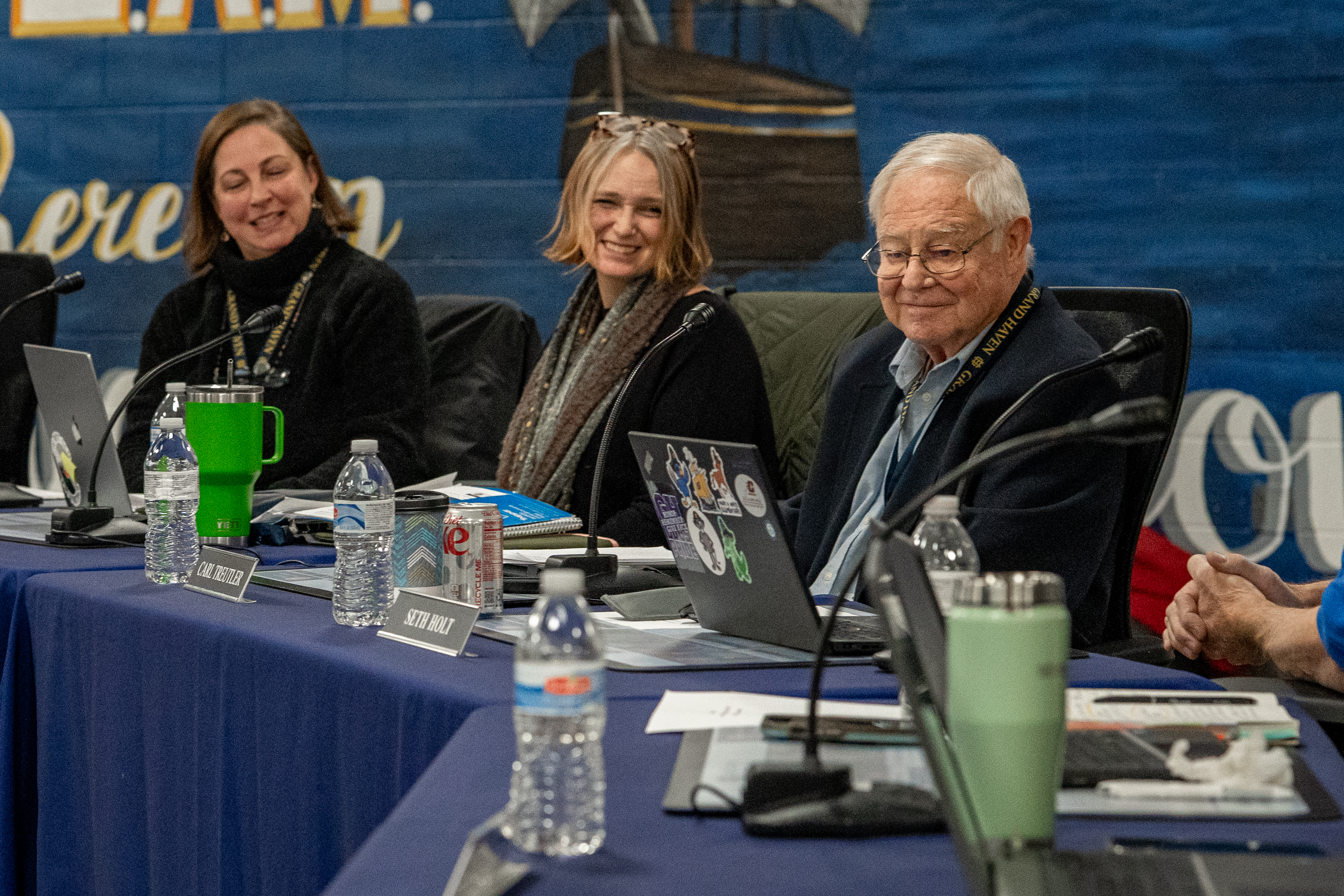 Board member Carl Treutler, Secretary Kristal Boyd, and President Nichol Stack