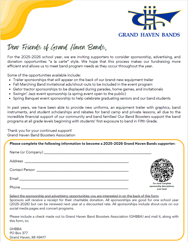 GHBBA Sponsorship Information