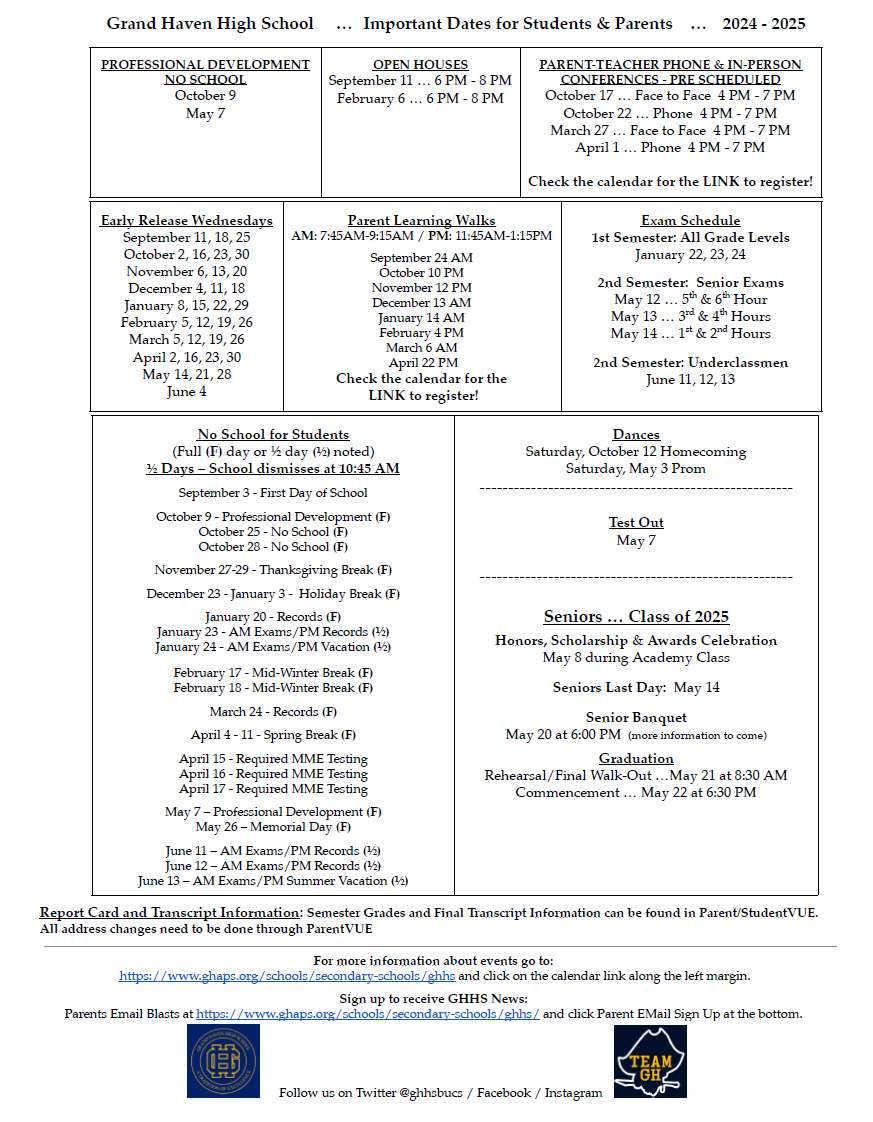 Important date for parents and students